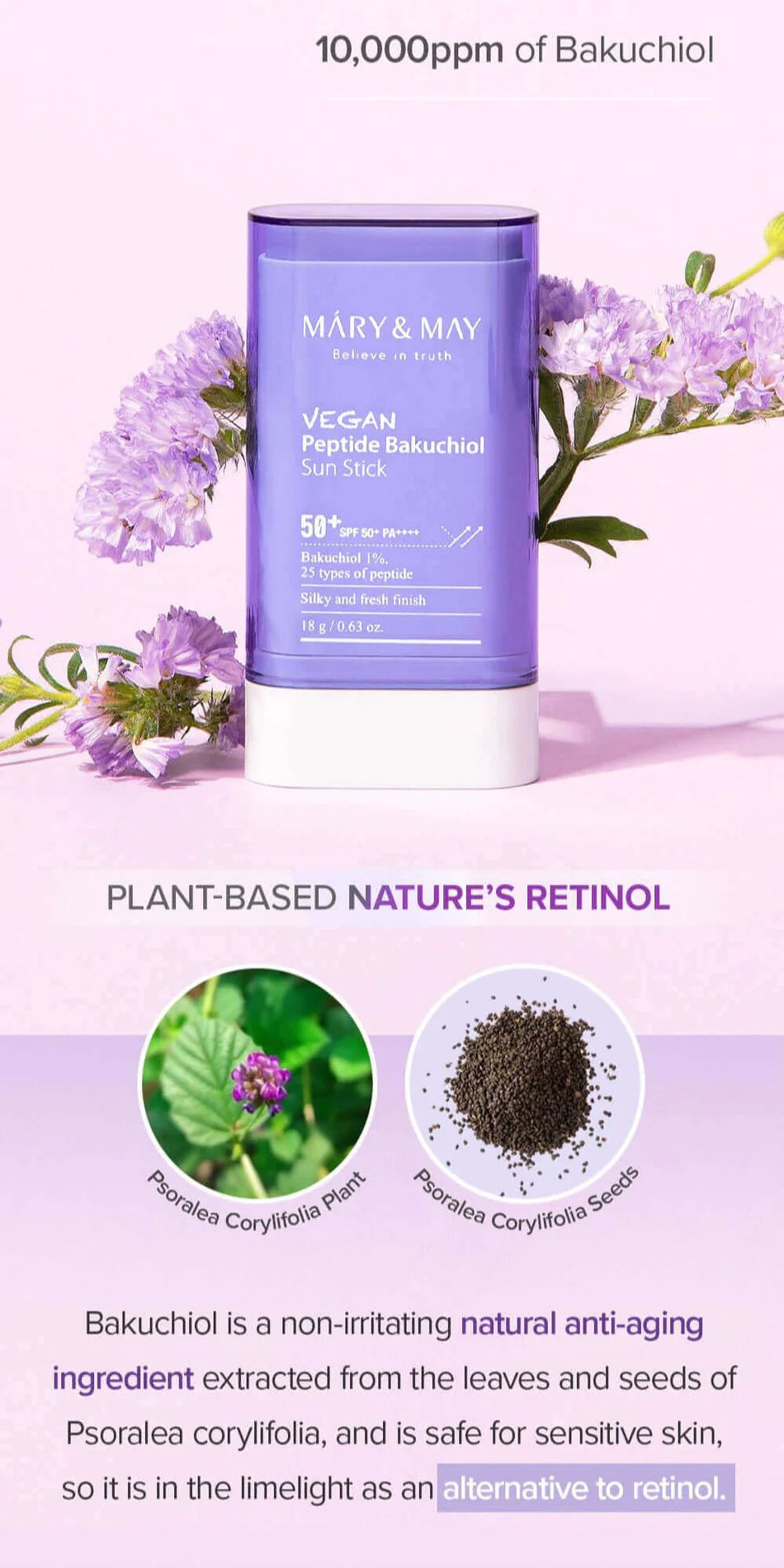 Mary & May Vegan Peptide Bakuchiol Sun Stick SPF50+