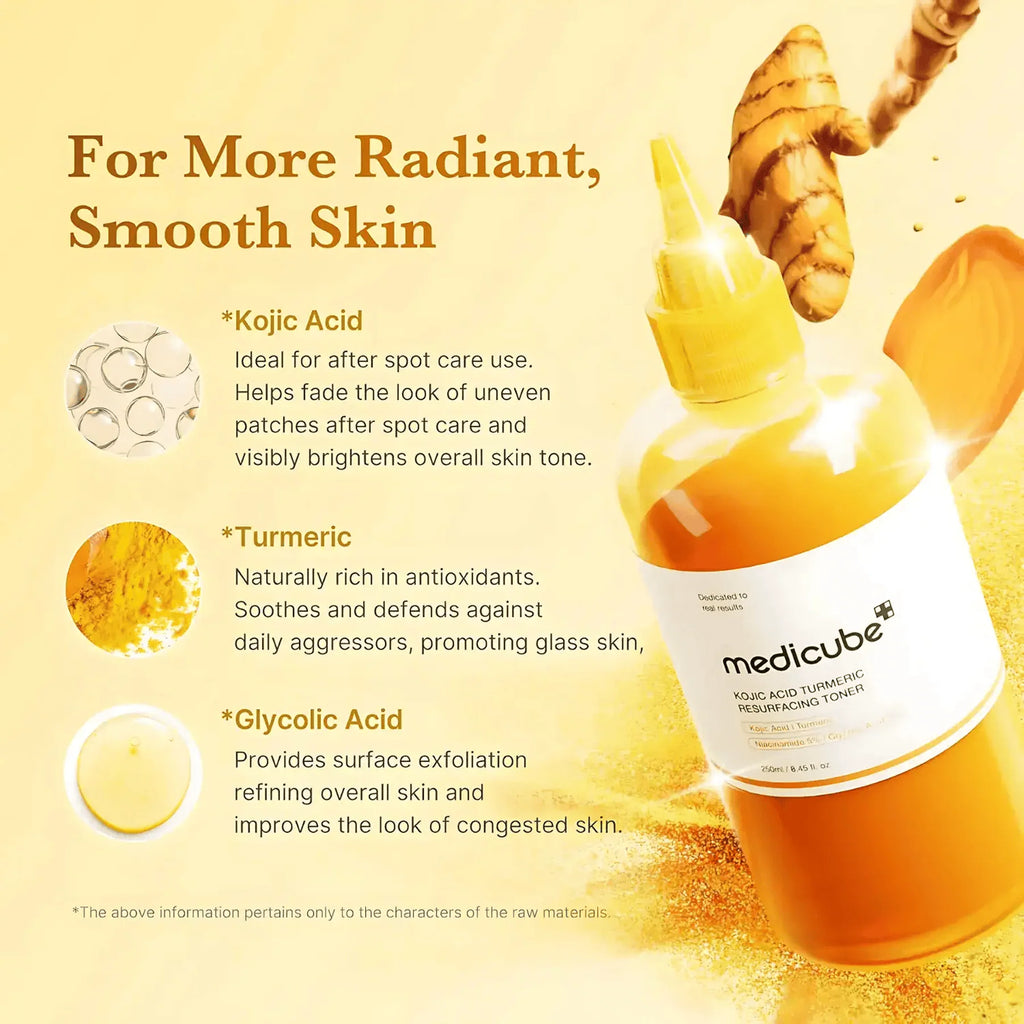 MEDICUBE KOJIC ACID TURMERIC RESURFACING TONER 250ML