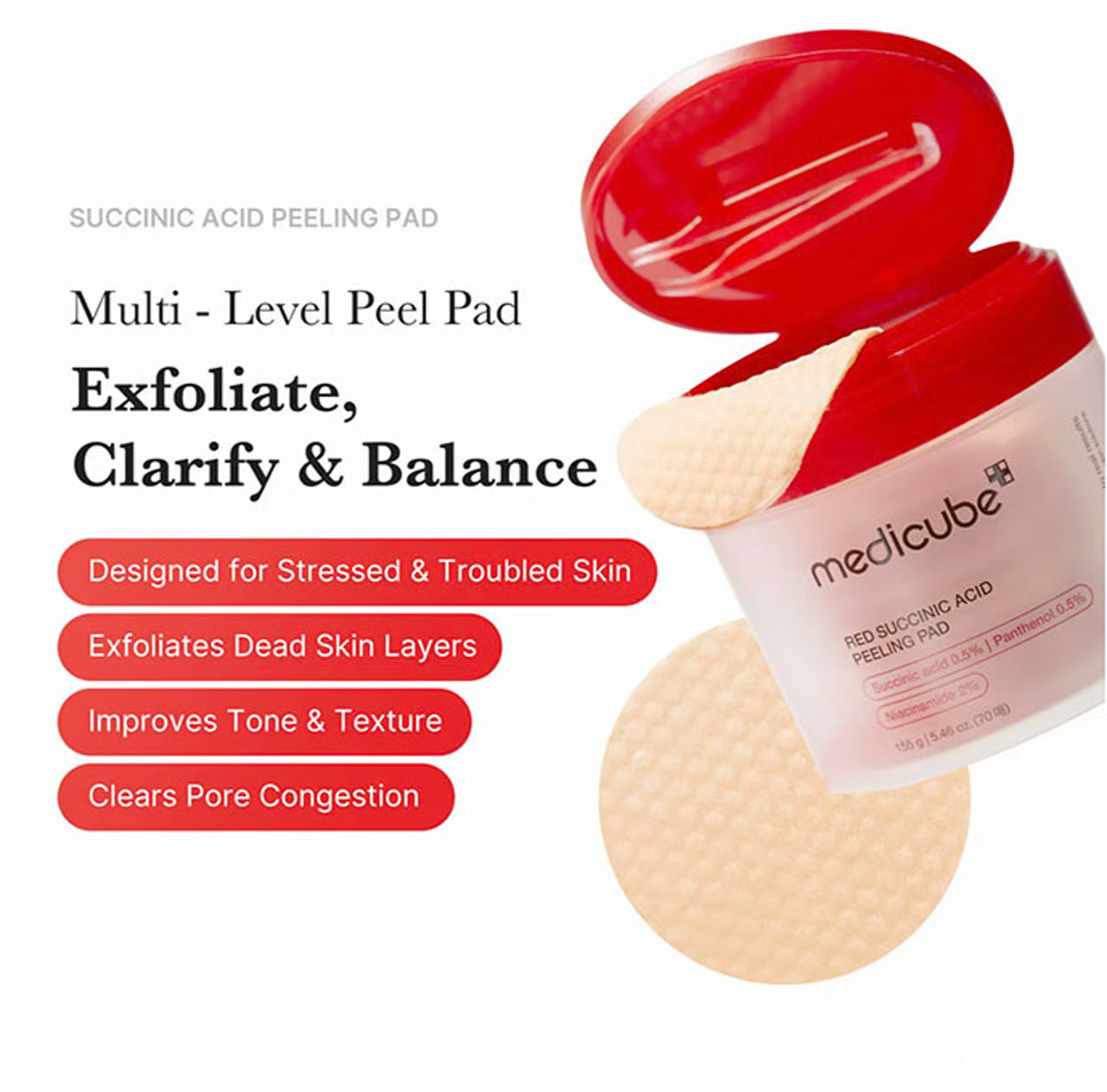 MEDICUBE RED SUCCINIC ACID PEELING PAD 155G