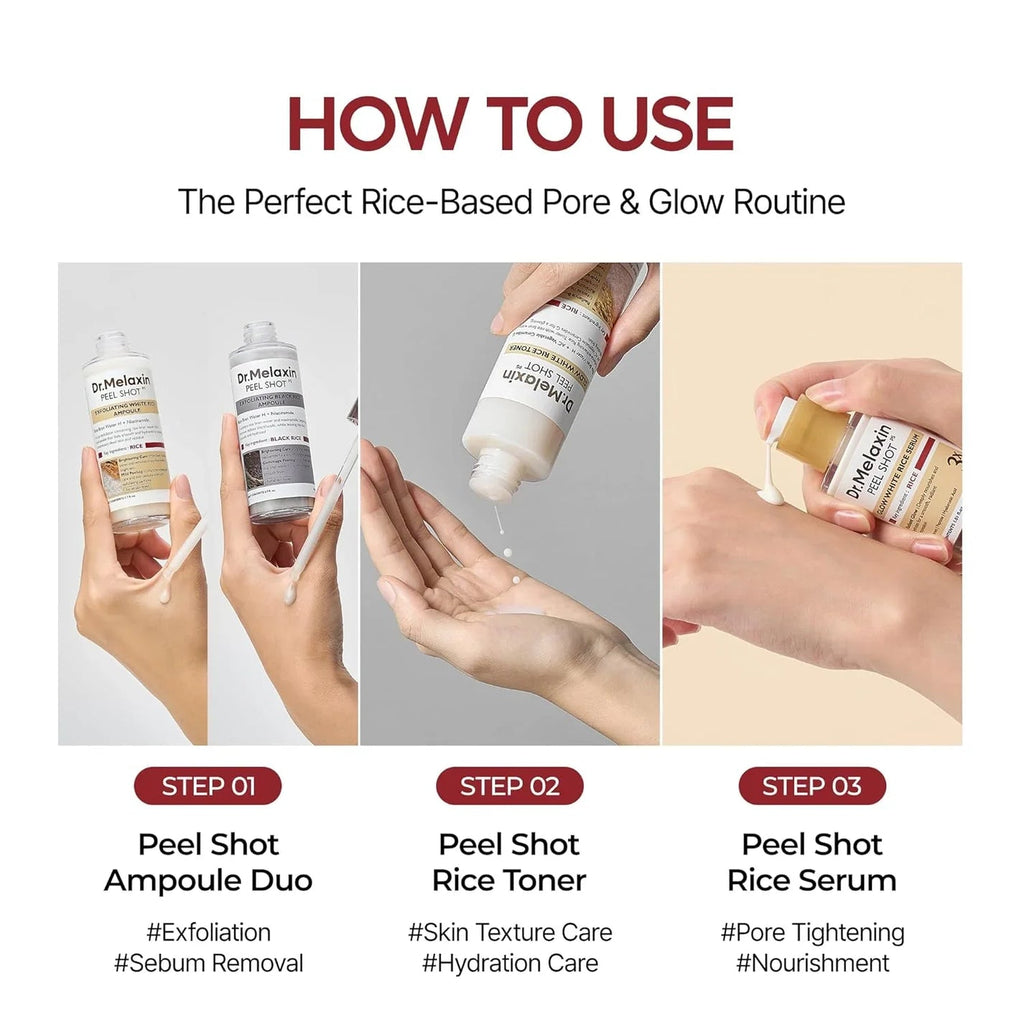 DR MELAXIN PEEL SHOT GLOW WHITE RICE SERUM 3X 30ML